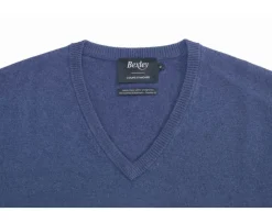 Jersey de lana hombre con cuello de pico Azul petróleo Elian-Bexley Hot