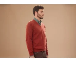 Jersey de lana hombre con cuello en V Especia Moteado Elian-Bexley Hot