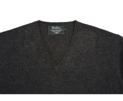 Jersey de lana hombre con cuello En V Gris Antracita moteado Elian-Bexley Best Sale