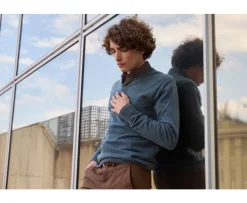 Jersey de lana hombre con cuello en V Verde Moteado Elian-Bexley Fashion