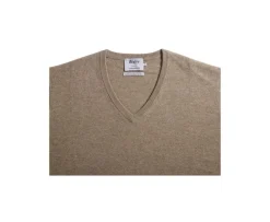 Jersey de lana hombre con cuello en V Beis Oscuro Moteado Elian-Bexley Cheap