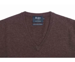 Jersey de lana para hombre con cuello en V Marrón Elian-Bexley Cheap