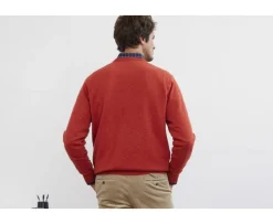 Jersey de lana para hombre con cuello en V Rojo ámbar Elian-Bexley Best Sale