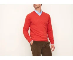 Jersey de lana para hombre con cuello en V Fuego moteado Elian-Bexley Sale