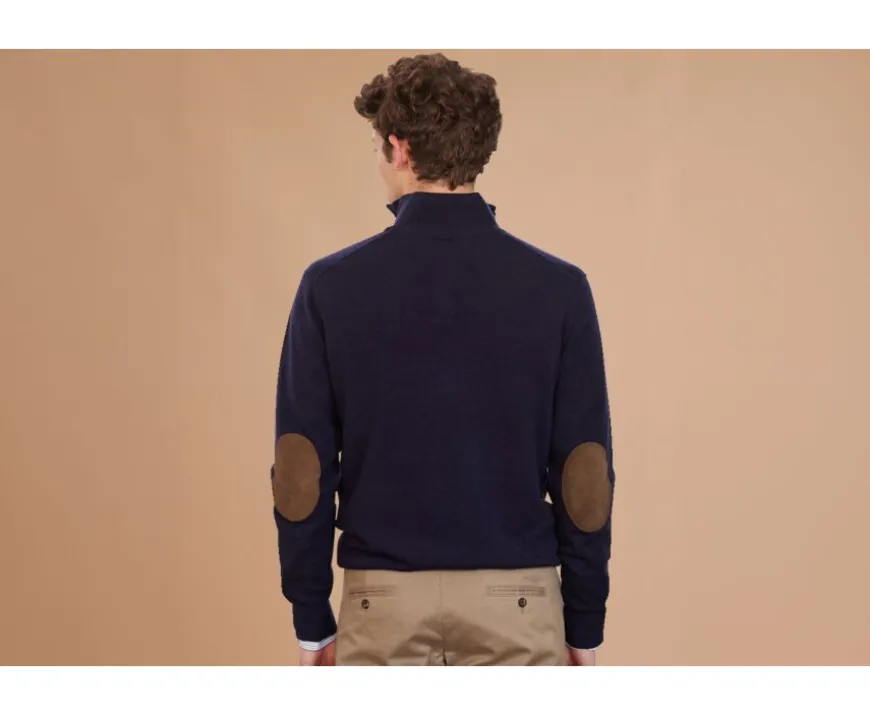Jersey de lana para hombre con cuello alto abotonado Navy Kiltan-Bexley Online