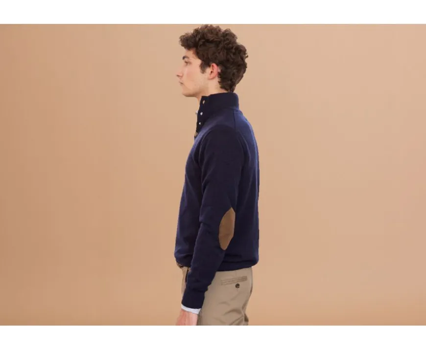 Jersey de lana para hombre con cuello alto abotonado Navy Kiltan-Bexley Online