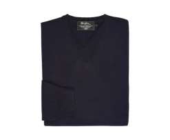 Jersey de lana para hombre con cuello de pico Azul marino Elian-Bexley Outlet