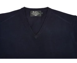 Jersey de lana para hombre con cuello de pico Azul marino Elian-Bexley Outlet