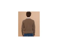 Jersey de lana para hombre con cuello de pico Topo Gris moteado Elian-Bexley Shop