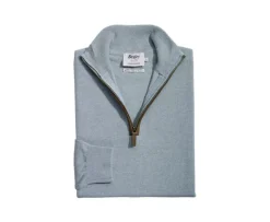 Jersey de lana para hombre con cuello cremallera Verde Eucalipto Keithy-Bexley Online