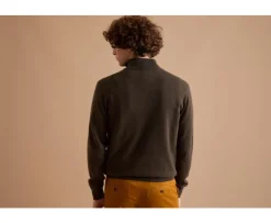 Jersey de lana para hombre con cuello cremallera Caqui Keithy-Bexley Flash Sale