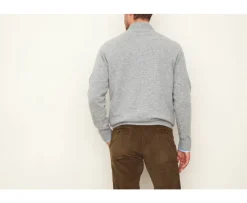Jersey de lana para hombre con cuello cremallera Gris moteado Keithy-Bexley Cheap