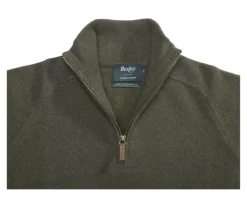 Jersey de lana para hombre con cuello con cremallera Verde Kenneth-Bexley Best