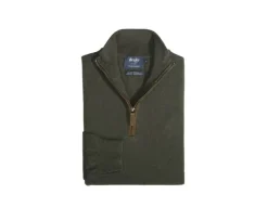 Jersey de lana para hombre con cuello cremallera Verde Keithy-Bexley Discount