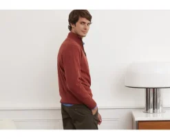 Jersey de lana para hombre con cuello cremallera Especia moteado Keithy-Bexley Store