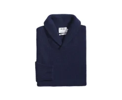 Jersey de lana para hombre Cuello chal Navy Kellan-Bexley Outlet