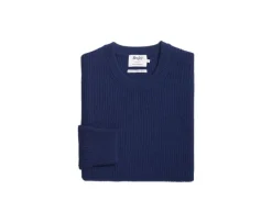 Jersey de lana para hombre cuello redondo Navy Coltan-Bexley Flash Sale