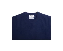 Jersey de lana para hombre cuello redondo Navy Coltan-Bexley Flash Sale