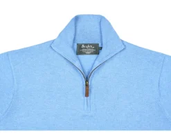 Jersey fino algodón Pima/cachemira para hombre con cuello con cremallera Azul moteado Vlad-Bexley Hot