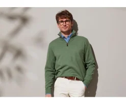 Jersey fino de hombre - Algodón/cachemira - Verde tila Vlad-Bexley Discount