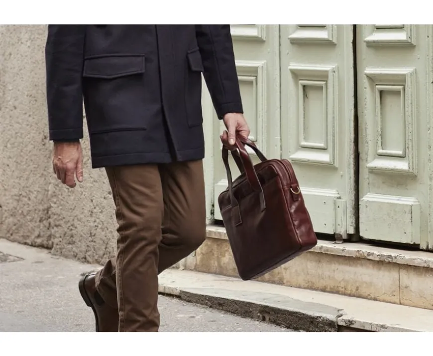 Maletín de cuero Coñac para hombre Harwinton-Bexley Sale