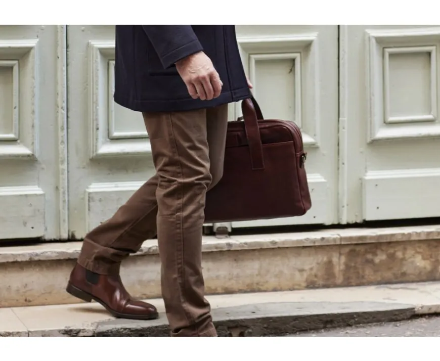 Maletín de cuero Coñac para hombre Harwinton-Bexley Sale