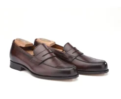 Mocasín de hombre de piel Chocolate patinado Wembley Classic-Bexley Sale