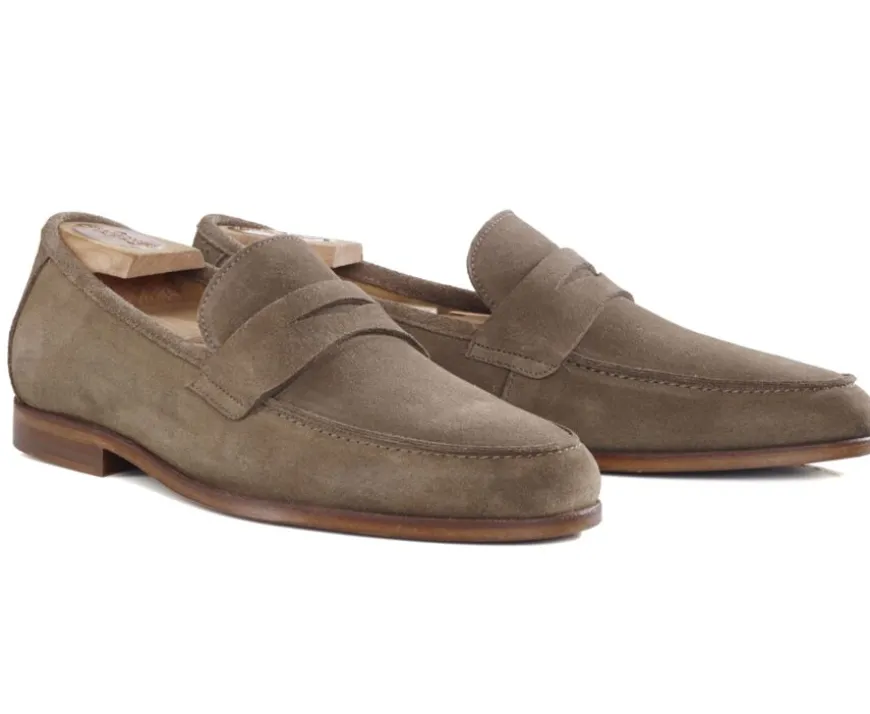 Mocasín de hombre de piel Terciopelo Topo Dervio-Bexley Fashion