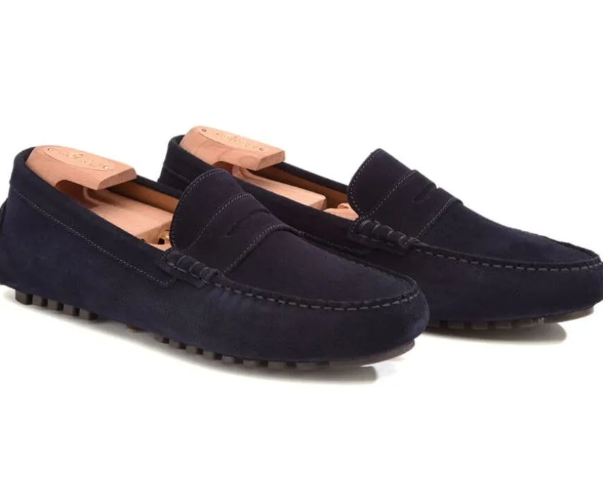 Mocasín de verano para hombre de terciopelo Azul marino Ferguson-Bexley Cheap