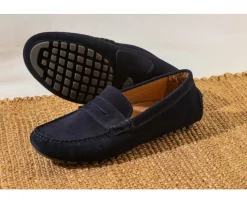 Mocasín de verano para hombre de terciopelo Azul marino Ferguson-Bexley Cheap