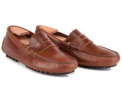 Mocasín de verano para hombre en piel Dark Chestnut Ferguson-Bexley Shop
