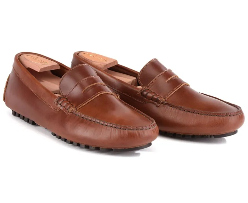 Mocasín de verano para hombre en piel Dark Chestnut Ferguson-Bexley Shop