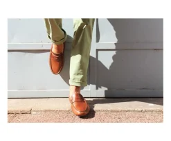 Mocasín de verano para hombre en piel Dark Chestnut Ferguson-Bexley Shop