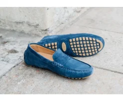 Mocasín de verano para hombre Terciopelo Azul Indigo Ferguson-Bexley New