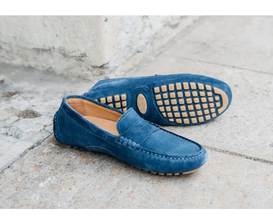 Mocasín de verano para hombre Terciopelo Azul Indigo Ferguson-Bexley New