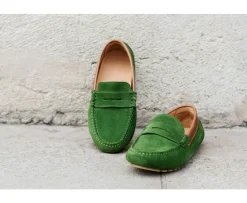 Mocasín de verano para hombre Terciopelo Verde & Castaño Ferguson-Bexley Shop