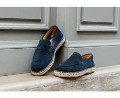 Mocasín hombre Terciopelo Beis Navy Panarea-Bexley Cheap
