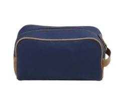 Neceser de lona azul marino y terciopelo de cabra tabaco-Bexley Discount
