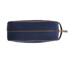 Neceser de lona azul marino y terciopelo de cabra tabaco-Bexley Discount