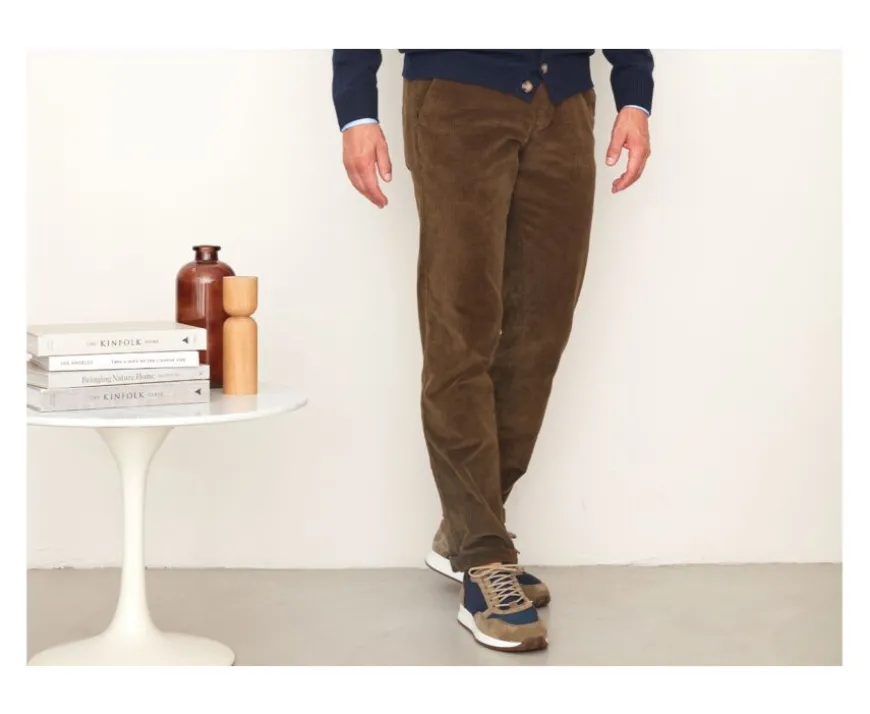 Pantalón chino de pana Aceituna para hombre Norman-Bexley Fashion
