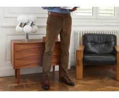 Pantalón chino de pana Caqui claro para hombre Norman-Bexley Outlet