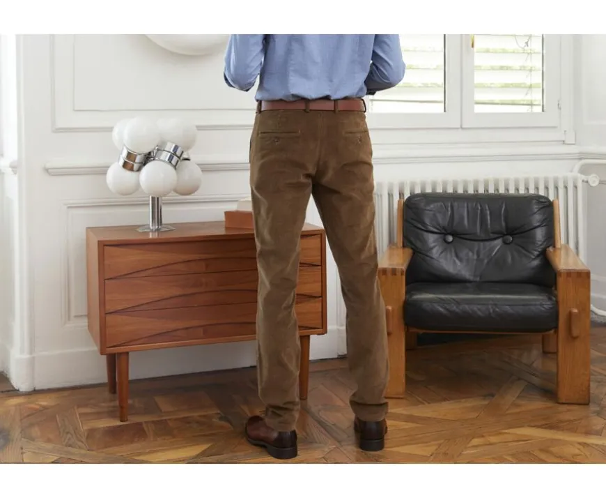 Pantalón chino de pana Caqui claro para hombre Norman-Bexley Outlet