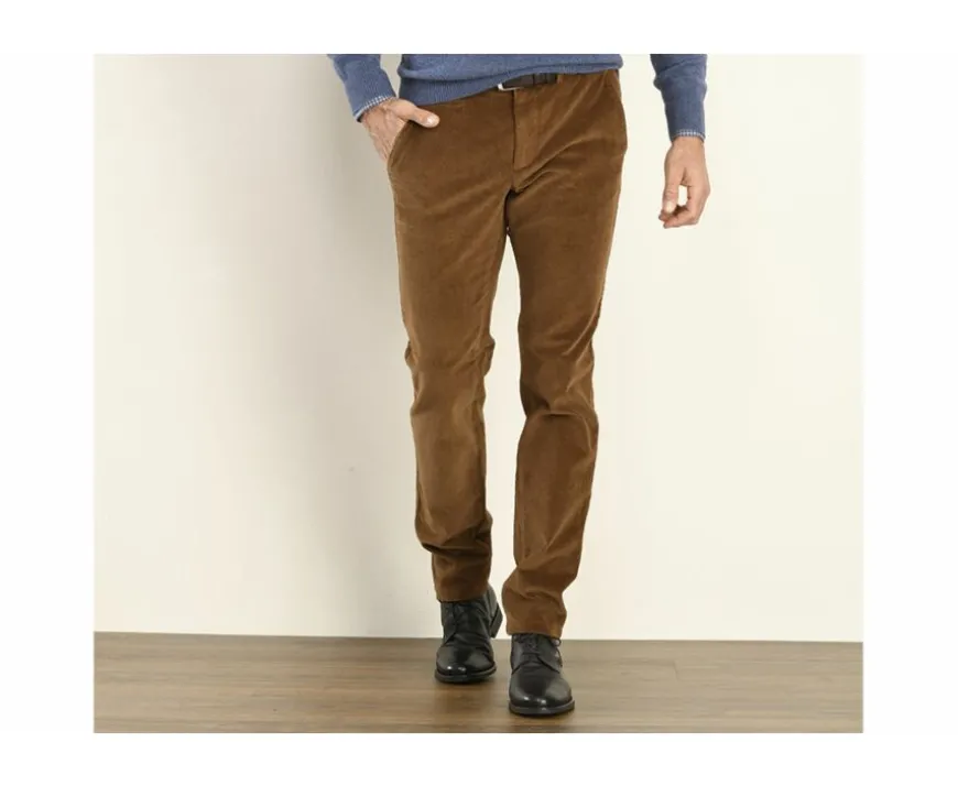 Pantalón chino de pana para hombre Camel oscuro Norman-Bexley Store