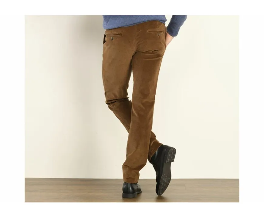 Pantalón chino de pana para hombre Camel oscuro Norman-Bexley Store
