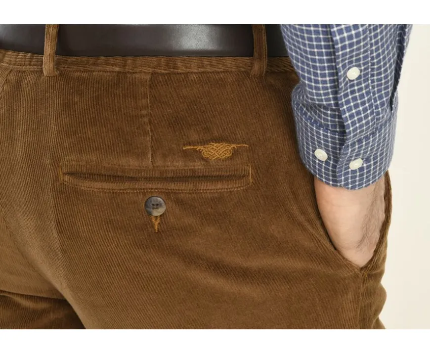 Pantalón chino de pana para hombre Camel oscuro Norman-Bexley Store