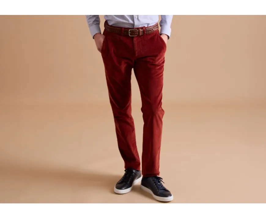 Pantalón chino de terciopelo Terracota Kinsley-Bexley Clearance