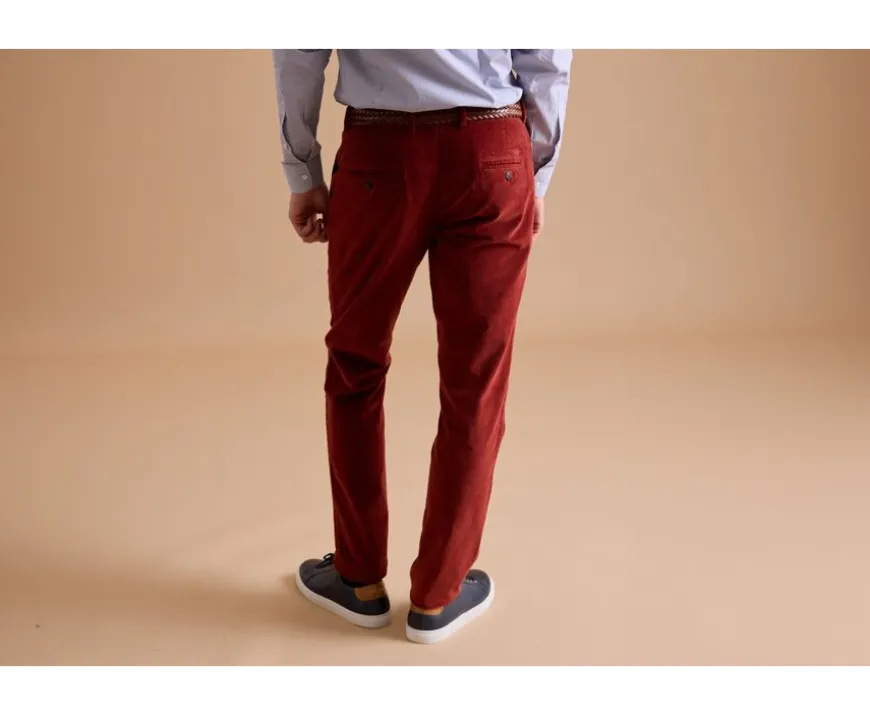 Pantalón chino de terciopelo Terracota Kinsley-Bexley Clearance