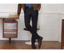 Pantalón de traje casual Espiga azul marino oscuro Lelian-Bexley Discount