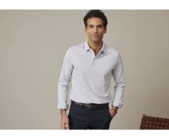 Polo de hombre de manga larga Azul Claro Aiden Ml-Bexley Clearance