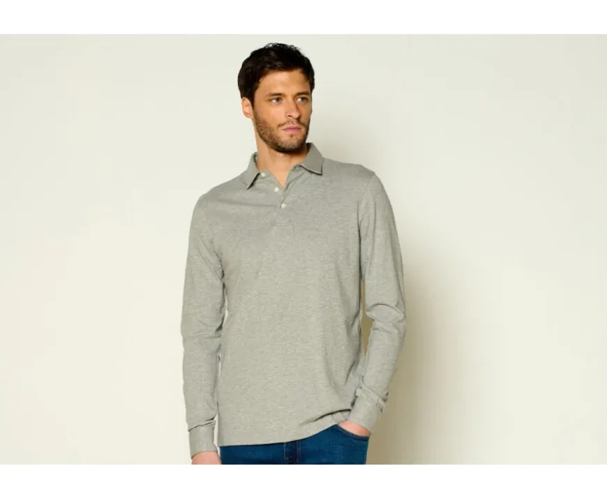 Polo de hombre de manga larga Gris Claro Moteado Aiden Ml-Bexley Cheap